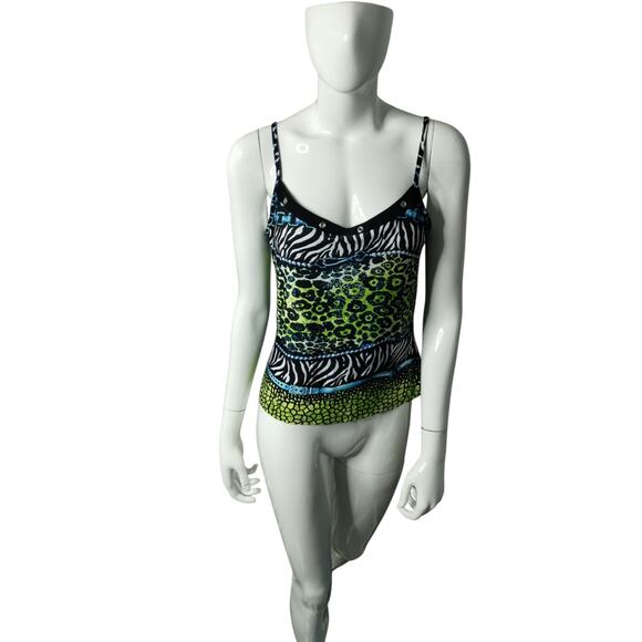 Y2K Joseph Ribkoff Women's Animal Print Tank top size 10 Wild Hippie Retro Wild - Picture 2 of 8